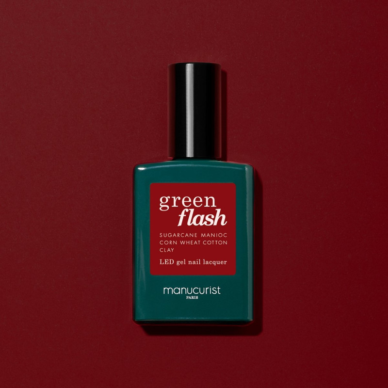 Vernis GREEN FLASH Semi-permanent- Red hibiscus- 15ml -Manucurist