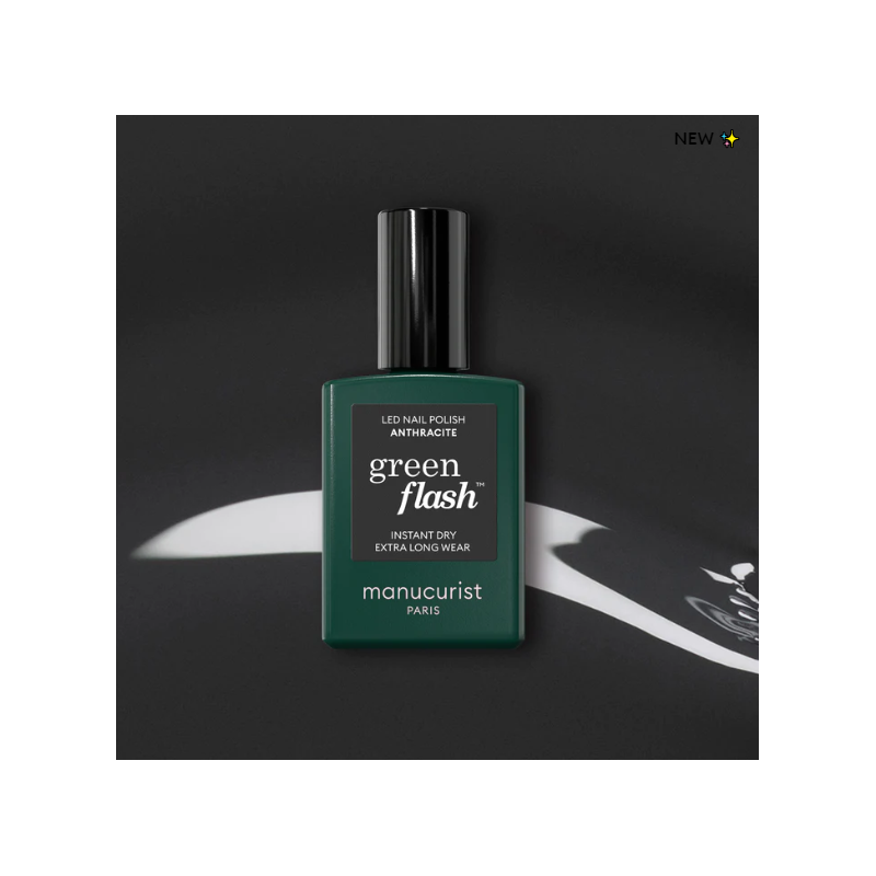 Vernis GREEN FLASH Semi-permanent- Anthracite - 15ml -Manucurist